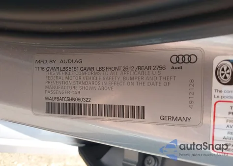 2017 Audi A6 2.0T Premium from USA, damaged, VIN WAUF8AFC5HN080322